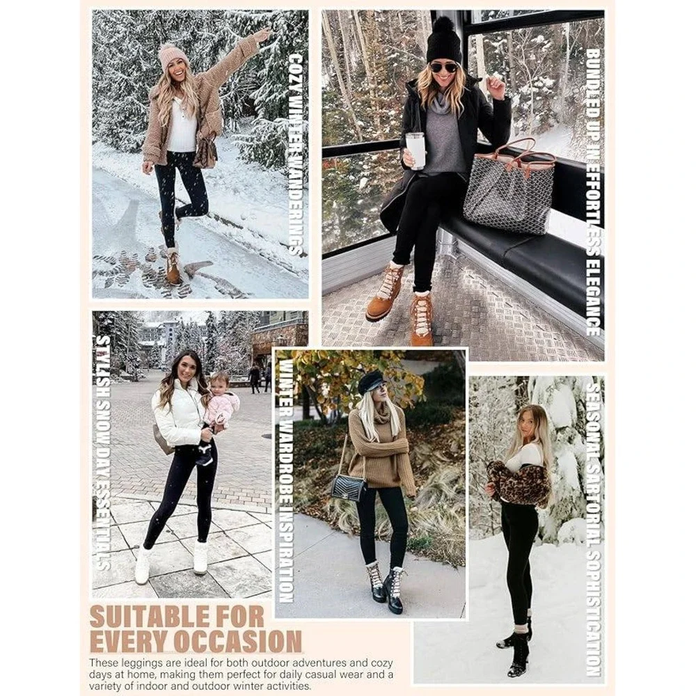 Women's XS Fleece Lined Leggings With Pockets Weather‎ Thick Thermal Warm Winter